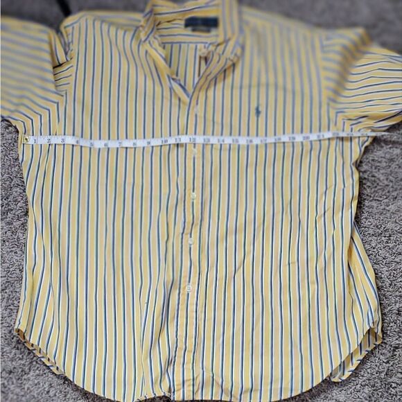 Ralph Lauren Yellow, Blue & White Striped Classic Dress Shirt - Picture 5 of 7